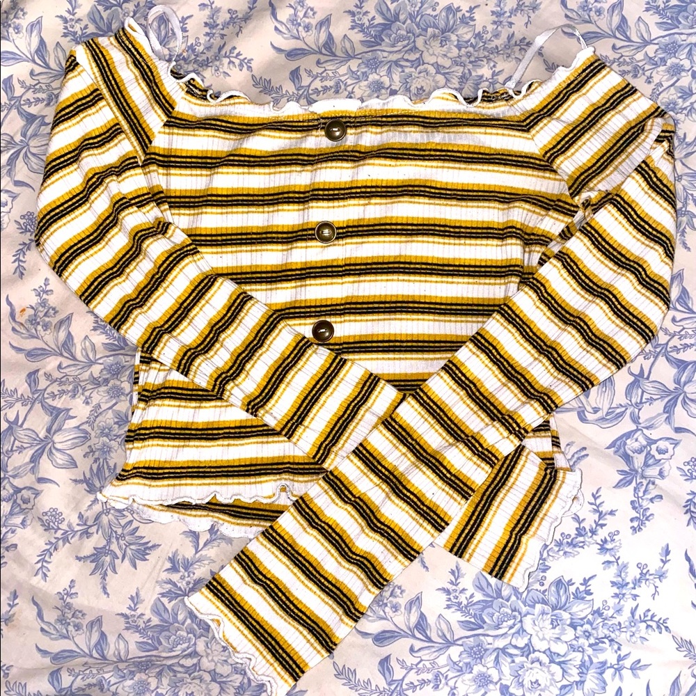 Yellow Striped Crop Top